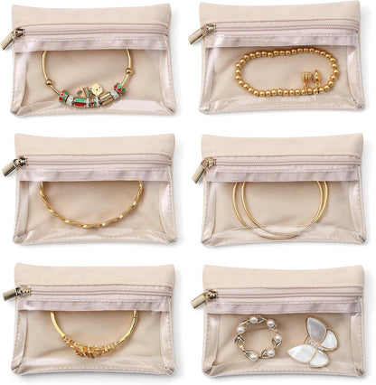 Jewelry Travel Case,Travel Jewelry Organizer with Clear Velvet Jewelry Bags Zipper Pouch for Women Girl Christmas Wedding Gift-Green
