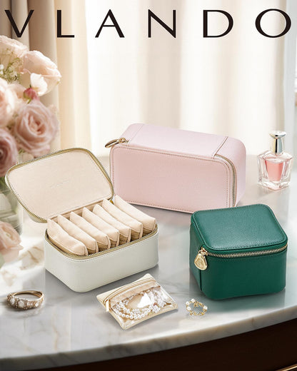 Jewelry Travel Case,Travel Jewelry Organizer with Clear Velvet Jewelry Bags Zipper Pouch for Women Girl Christmas Wedding Gift-Green