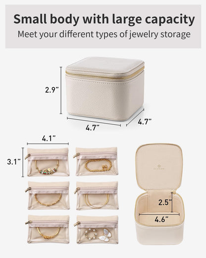 Jewelry Travel Case,Travel Jewelry Organizer with Clear Velvet Jewelry Bags Zipper Pouch for Women Girl Christmas Wedding Gift-Green