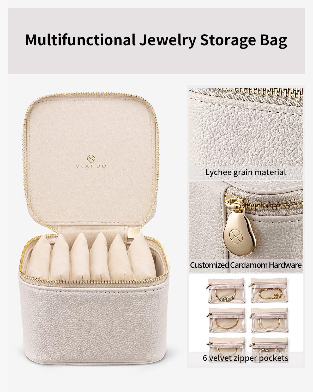 Jewelry Travel Case,Travel Jewelry Organizer with Clear Velvet Jewelry Bags Zipper Pouch for Women Girl Christmas Wedding Gift-Green