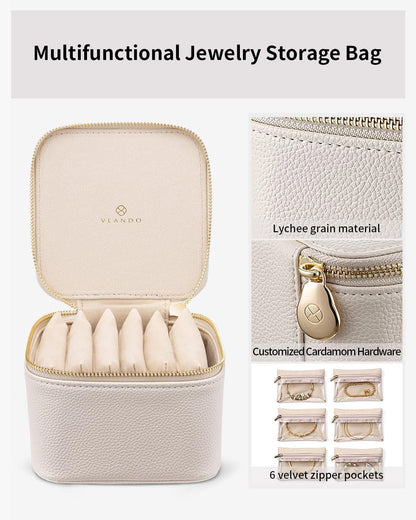 Jewelry Travel Case,Travel Jewelry Organizer with Clear Velvet Jewelry Bags Zipper Pouch for Women Girl Christmas Wedding Gift-Green
