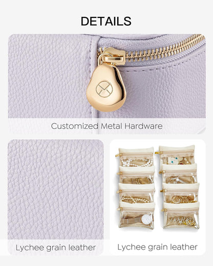Jewelry Travel Case,Travel Jewelry Organizer with Clear Velvet Jewelry Bags Zipper Pouch for Women Girl Christmas Wedding Gift-Green