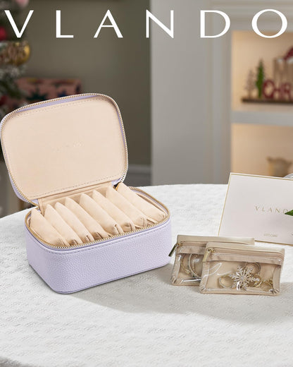 Jewelry Travel Case,Travel Jewelry Organizer with Clear Velvet Jewelry Bags Zipper Pouch for Women Girl Christmas Wedding Gift-Green