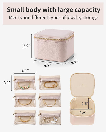 Jewelry Travel Case,Travel Jewelry Organizer with Clear Velvet Jewelry Bags Zipper Pouch for Women Girl Christmas Wedding Gift-Green