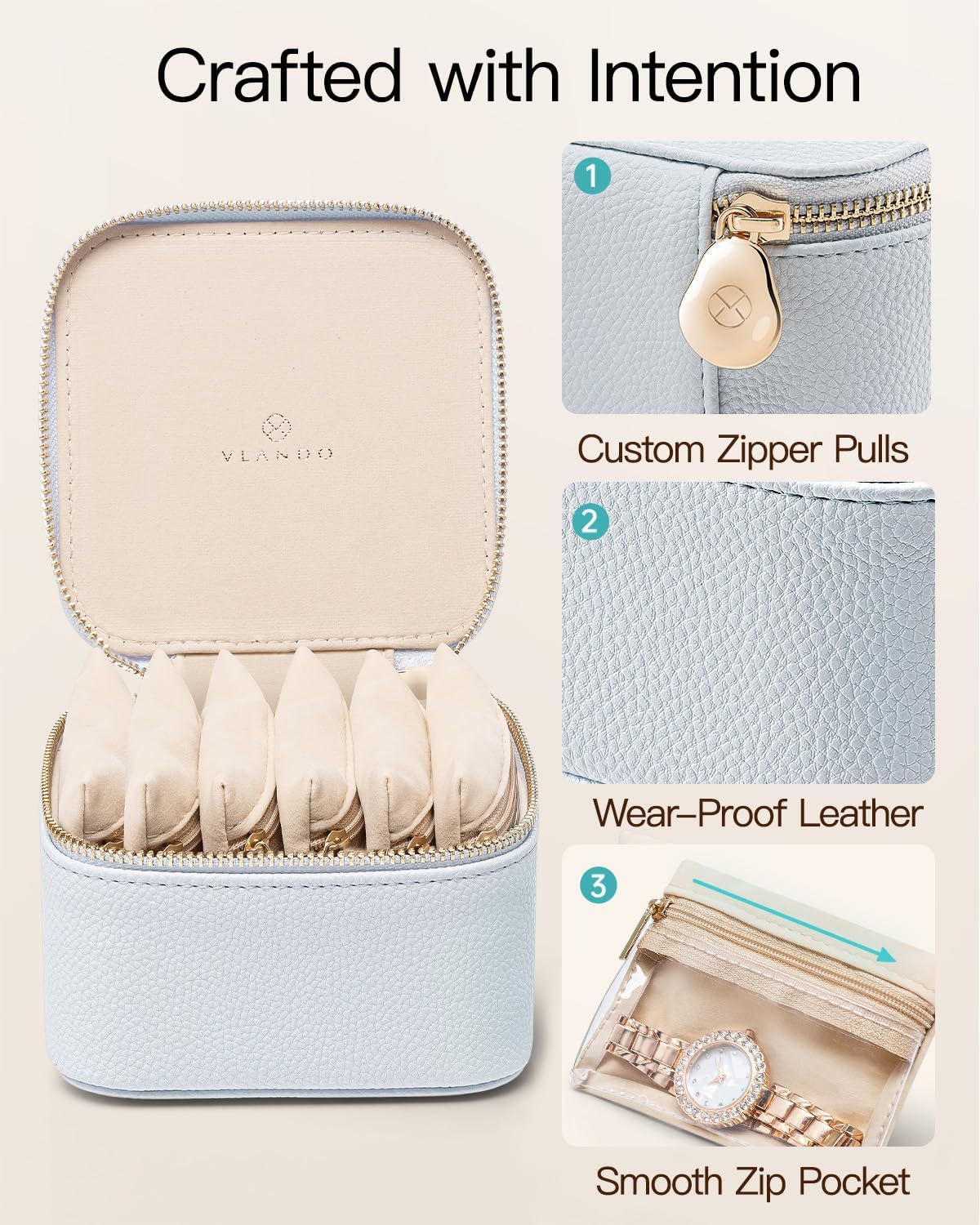 Jewelry Travel Case,Travel Jewelry Organizer with Clear Velvet Jewelry Bags Zipper Pouch for Women Girl Christmas Wedding Gift-Green