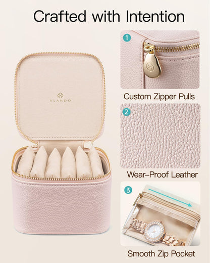 Jewelry Travel Case,Travel Jewelry Organizer with Clear Velvet Jewelry Bags Zipper Pouch for Women Girl Christmas Wedding Gift-Green