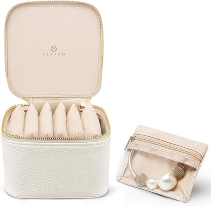 Jewelry Travel Case,Travel Jewelry Organizer with Clear Velvet Jewelry Bags Zipper Pouch for Women Girl Christmas Wedding Gift-Green