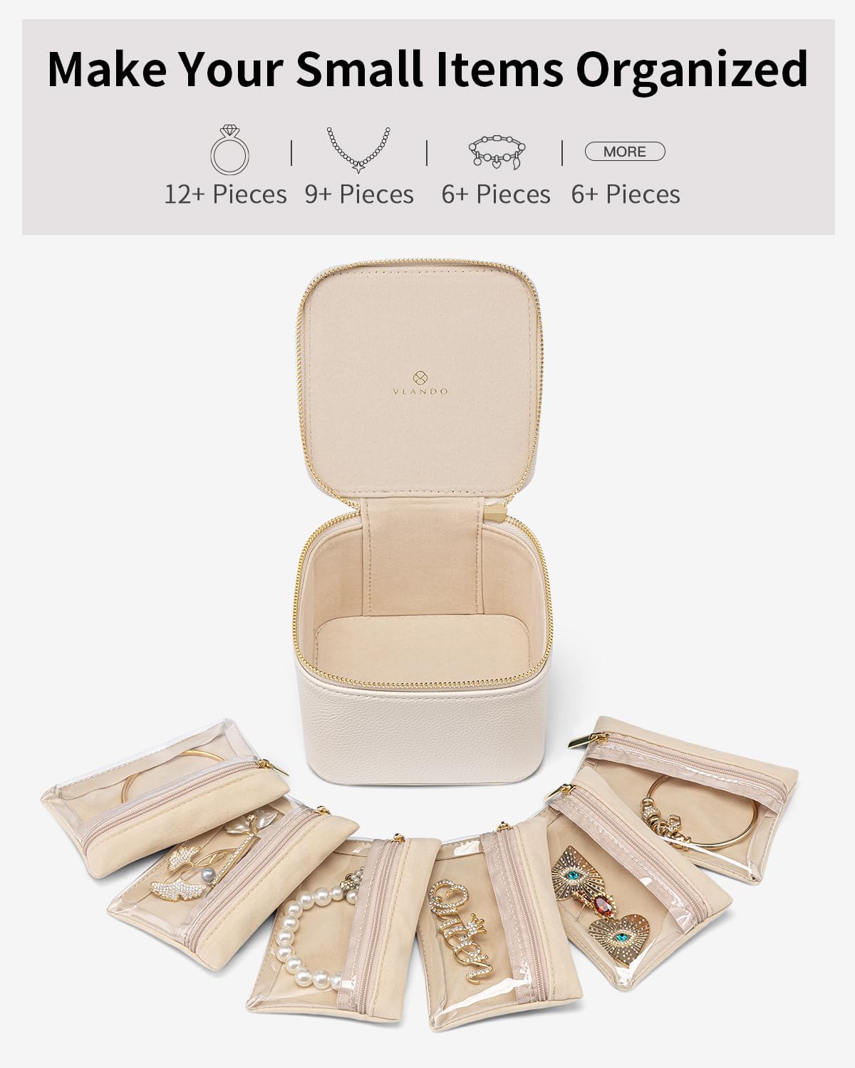 Jewelry Travel Case,Travel Jewelry Organizer with Clear Velvet Jewelry Bags Zipper Pouch for Women Girl Christmas Wedding Gift-Green