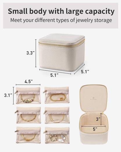 Jewelry Travel Case,Travel Jewelry Organizer with Clear Velvet Jewelry Bags Zipper Pouch for Women Girl Christmas Wedding Gift-Green