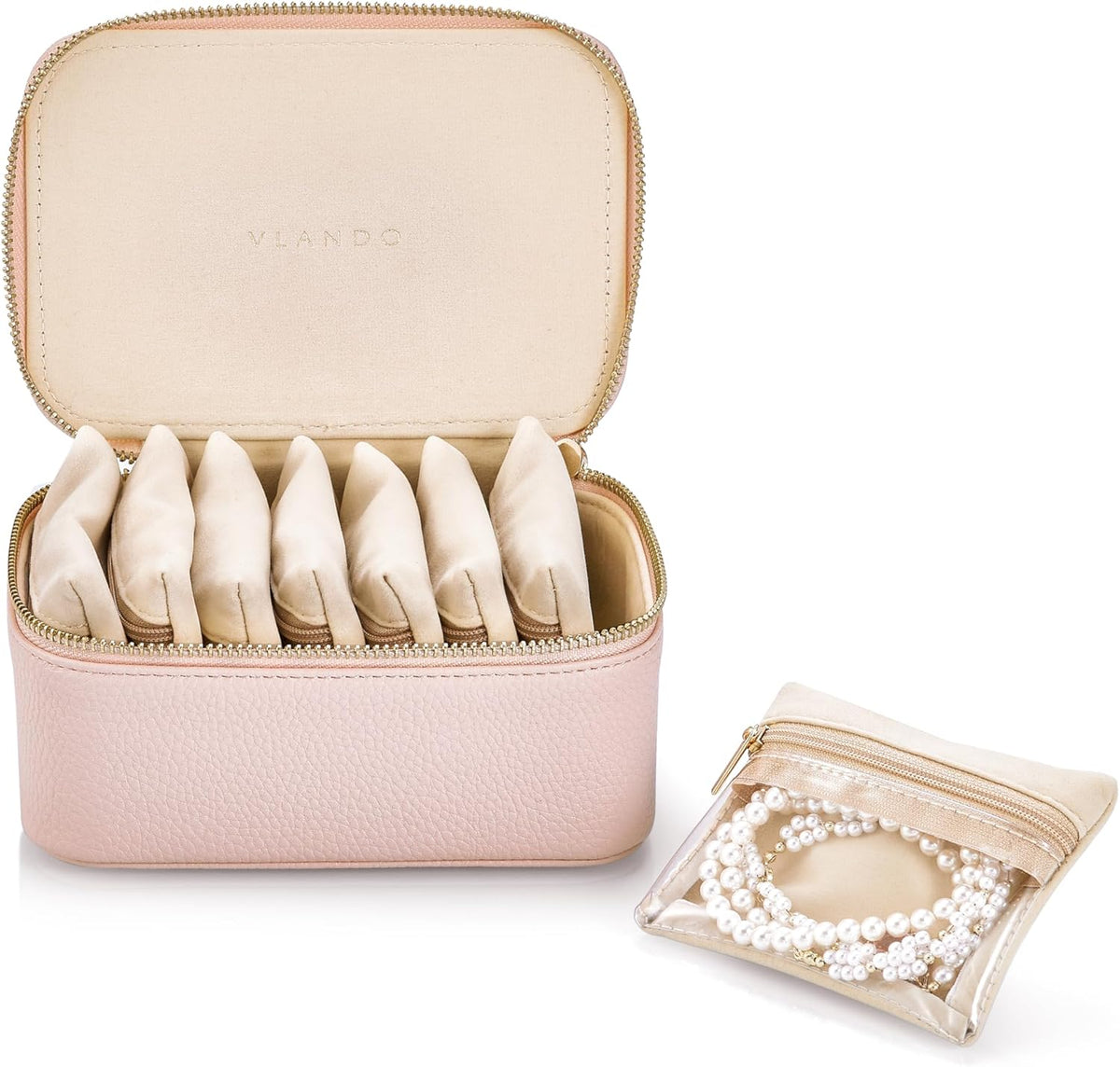 Jewelry Travel Case,Travel Jewelry Organizer with Clear Velvet Jewelry Bags Zipper Pouch for Women Girl Christmas Wedding Gift-Green