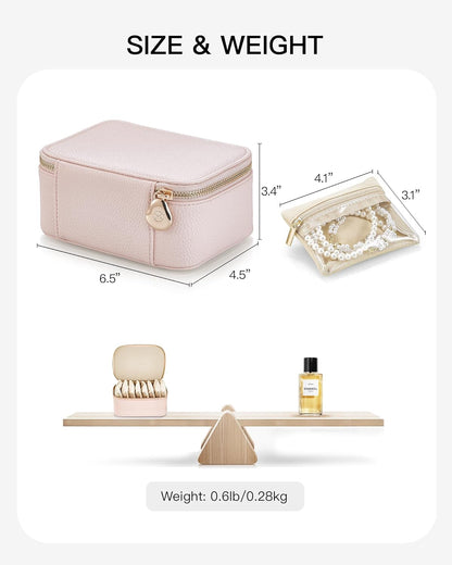 Jewelry Travel Case,Travel Jewelry Organizer with Clear Velvet Jewelry Bags Zipper Pouch for Women Girl Christmas Wedding Gift-Green