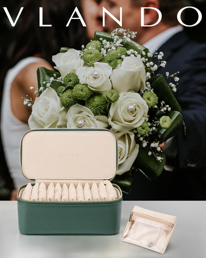 Jewelry Travel Case,Travel Jewelry Organizer with Clear Velvet Jewelry Bags Zipper Pouch for Women Girl Christmas Wedding Gift-Green