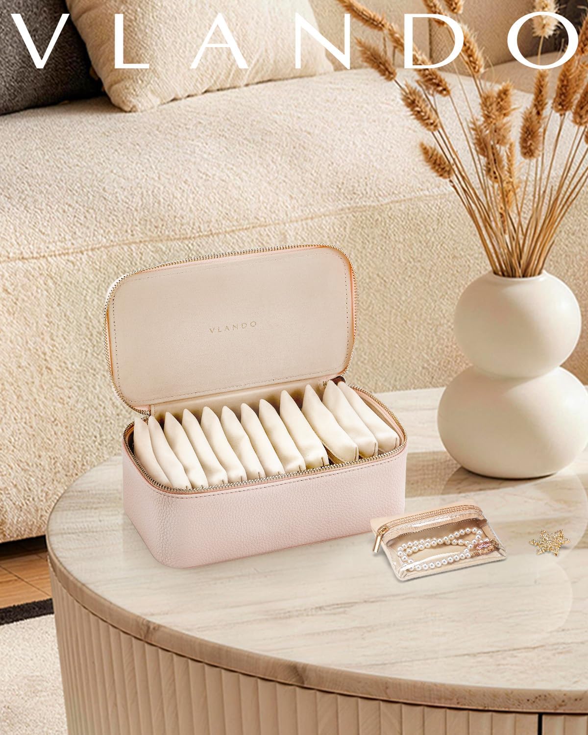 Jewelry Travel Case,Travel Jewelry Organizer with Clear Velvet Jewelry Bags Zipper Pouch for Women Girl Christmas Wedding Gift-Green