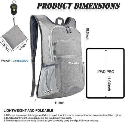 Seektop 20L Hiking Backpack Ultra Lightweight Waterproof Travel Backpack Packable Small Outdoor Bag Foldable Day Pack for Women Men