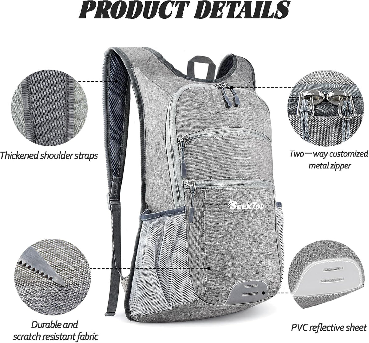 Seektop 20L Hiking Backpack Ultra Lightweight Waterproof Travel Backpack Packable Small Outdoor Bag Foldable Day Pack for Women Men