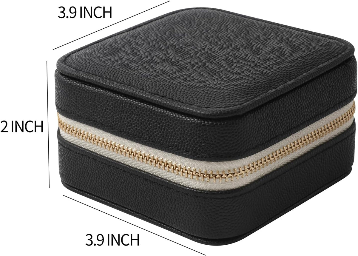 Genuine Leather Travel Jewelry Organizer Case with Mirror for Women, Small Mini Portable Jewelry Box for Earring, Ring, Necklace, Bracelet（Mint Green）