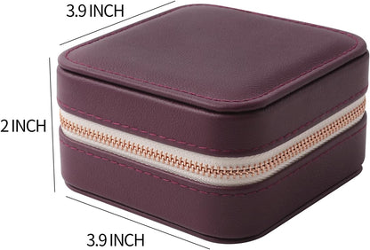 Genuine Leather Travel Jewelry Organizer Case with Mirror for Women, Small Mini Portable Jewelry Box for Earring, Ring, Necklace, Bracelet（Mint Green）