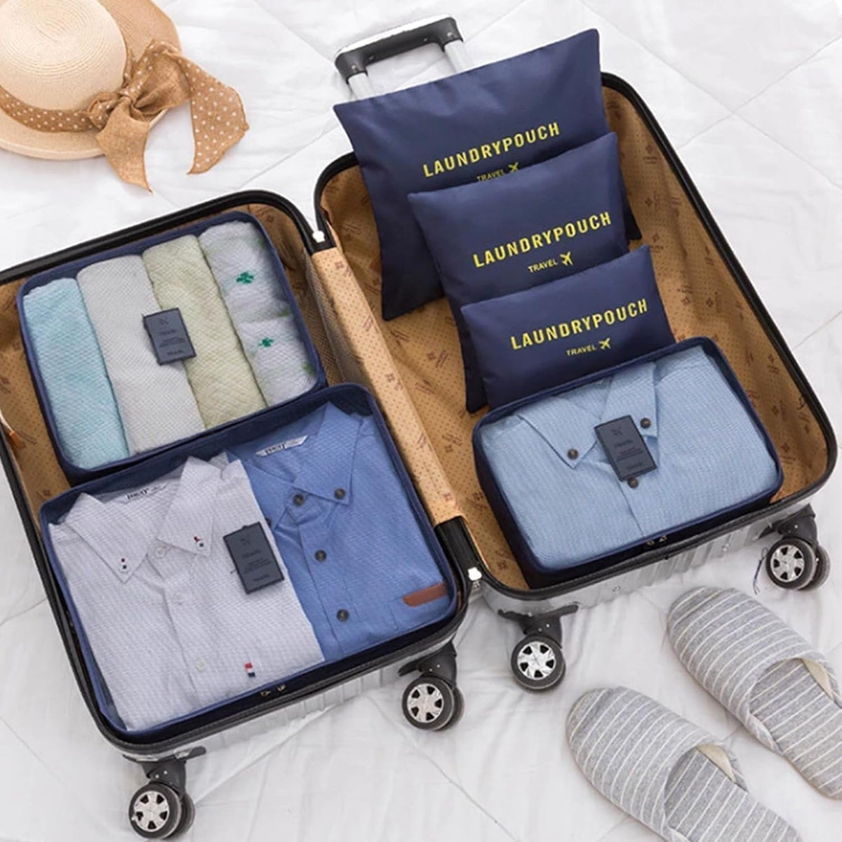 Packing Cubes Travel Essentials for Carry on Luggage Organizers Suitcase Travel Accessories (Navy Blue)