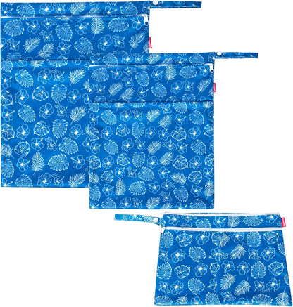 3 PCS Travel Laundry Bag, Reusable Wet Dry Bag, Washable Dirty Clothes Bag Bathing Suit Workout Bag for Gym Swimming Yoga Laundry Wet Clothes, Gray Flowers
