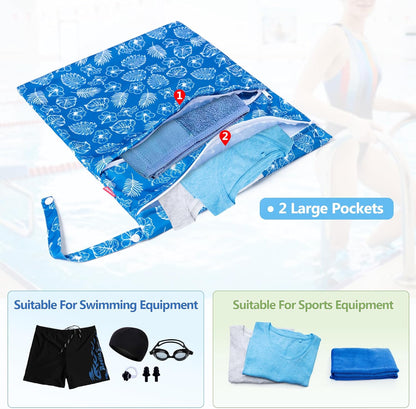 3 PCS Travel Laundry Bag, Reusable Wet Dry Bag, Washable Dirty Clothes Bag Bathing Suit Workout Bag for Gym Swimming Yoga Laundry Wet Clothes, Gray Flowers