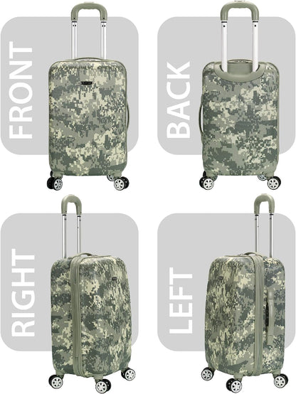 Safari Hardside Spinner Wheel Luggage, Blue Leopard, Carry-On 20-Inch