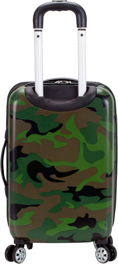 Safari Hardside Spinner Wheel Luggage, Blue Leopard, Carry-On 20-Inch