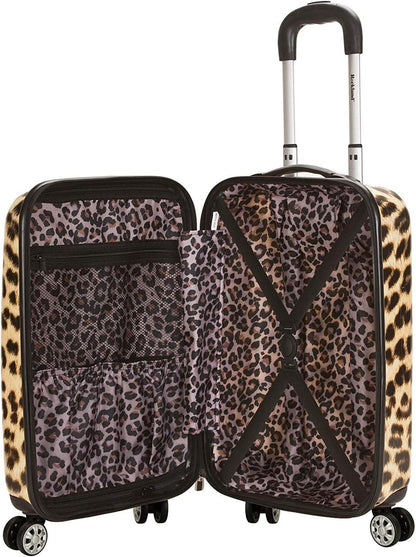 Safari Hardside Spinner Wheel Luggage, Blue Leopard, Carry-On 20-Inch