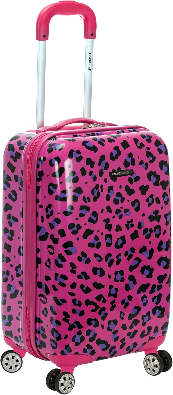 Safari Hardside Spinner Wheel Luggage, Blue Leopard, Carry-On 20-Inch