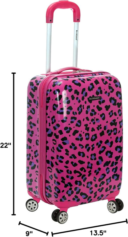 Safari Hardside Spinner Wheel Luggage, Blue Leopard, Carry-On 20-Inch