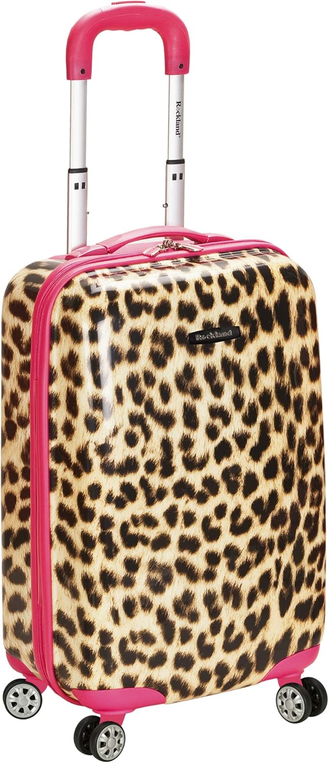 Safari Hardside Spinner Wheel Luggage, Blue Leopard, Carry-On 20-Inch