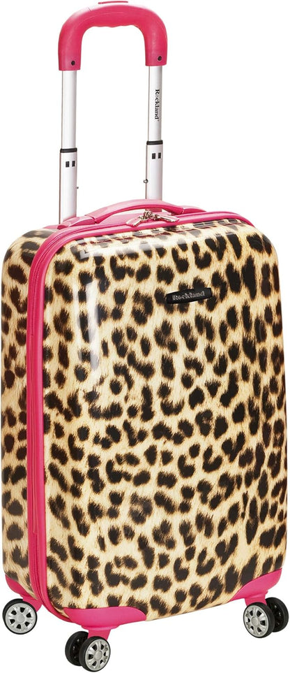 Safari Hardside Spinner Wheel Luggage, Blue Leopard, Carry-On 20-Inch