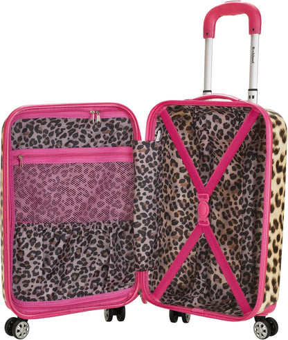 Safari Hardside Spinner Wheel Luggage, Blue Leopard, Carry-On 20-Inch