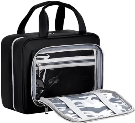 Travel Hanging Toiletry Bag for Women - Waterproof Cosmetic Organizer with Clear Window, Lightweight Bathroom Bags for Essentials, Makeup, Shampoo, Toiletries Pink, Medium