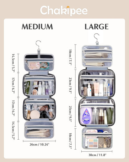 Travel Hanging Toiletry Bag for Women - Waterproof Cosmetic Organizer with Clear Window, Lightweight Bathroom Bags for Essentials, Makeup, Shampoo, Toiletries Pink, Medium