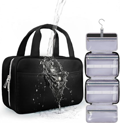 Travel Hanging Toiletry Bag for Women - Waterproof Cosmetic Organizer with Clear Window, Lightweight Bathroom Bags for Essentials, Makeup, Shampoo, Toiletries Pink, Medium