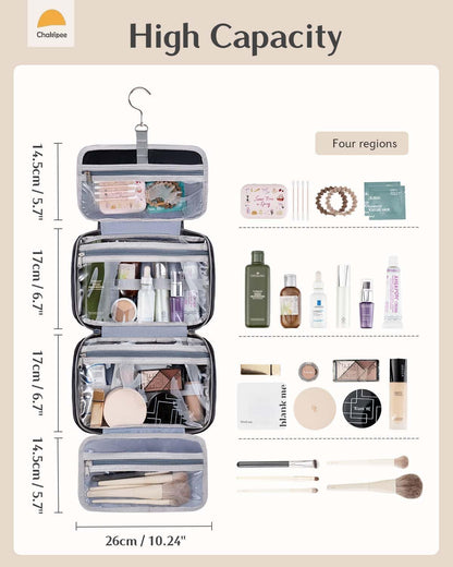 Travel Hanging Toiletry Bag for Women - Waterproof Cosmetic Organizer with Clear Window, Lightweight Bathroom Bags for Essentials, Makeup, Shampoo, Toiletries Pink, Medium