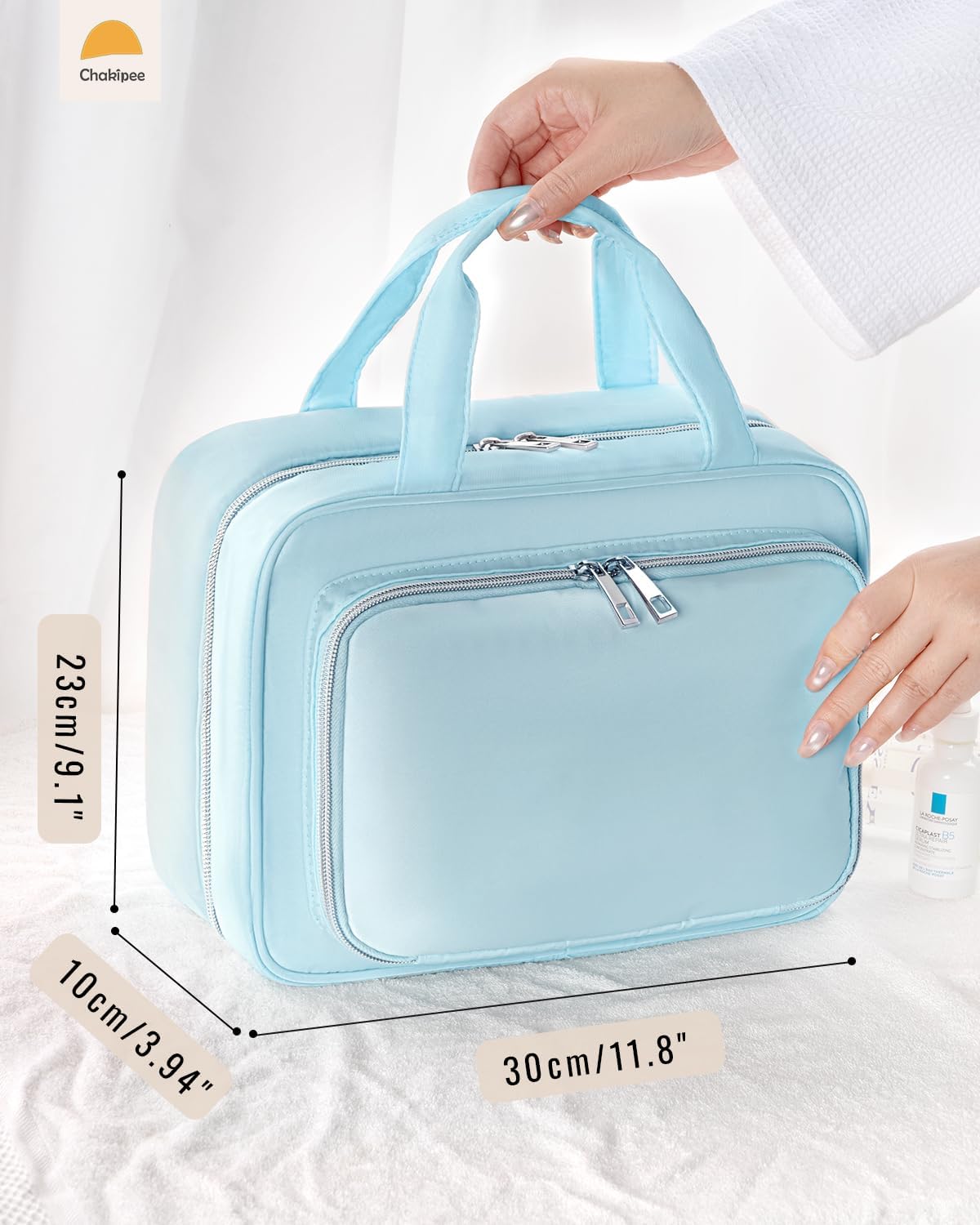 Travel Hanging Toiletry Bag for Women - Waterproof Cosmetic Organizer with Clear Window, Lightweight Bathroom Bags for Essentials, Makeup, Shampoo, Toiletries Pink, Medium