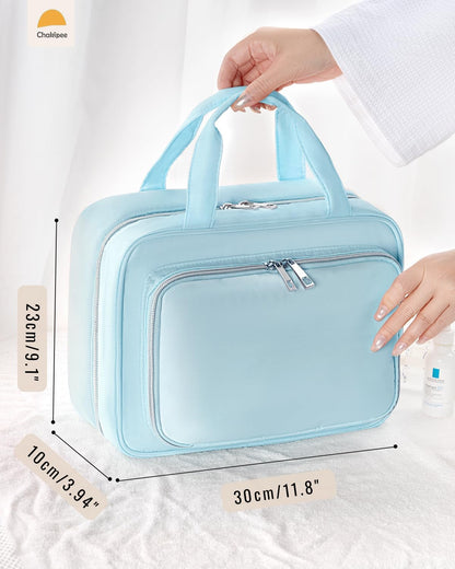Travel Hanging Toiletry Bag for Women - Waterproof Cosmetic Organizer with Clear Window, Lightweight Bathroom Bags for Essentials, Makeup, Shampoo, Toiletries Pink, Medium