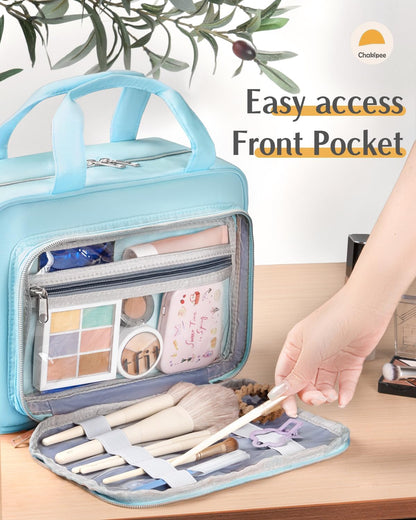 Travel Hanging Toiletry Bag for Women - Waterproof Cosmetic Organizer with Clear Window, Lightweight Bathroom Bags for Essentials, Makeup, Shampoo, Toiletries Pink, Medium