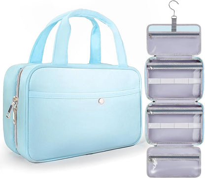 Travel Hanging Toiletry Bag for Women - Waterproof Cosmetic Organizer with Clear Window, Lightweight Bathroom Bags for Essentials, Makeup, Shampoo, Toiletries Pink, Medium