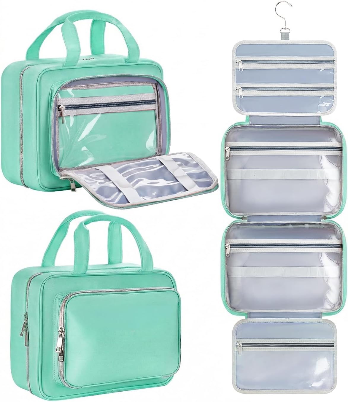 Travel Hanging Toiletry Bag for Women - Waterproof Cosmetic Organizer with Clear Window, Lightweight Bathroom Bags for Essentials, Makeup, Shampoo, Toiletries Pink, Medium