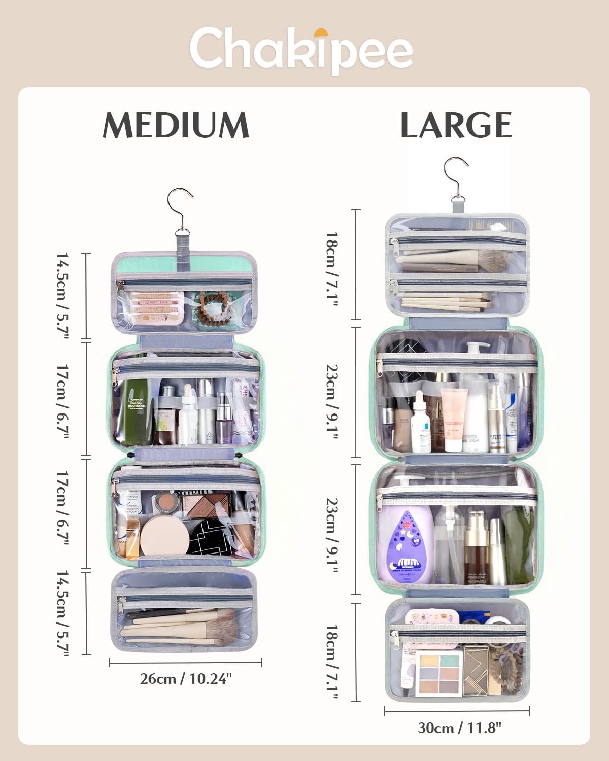 Travel Hanging Toiletry Bag for Women - Waterproof Cosmetic Organizer with Clear Window, Lightweight Bathroom Bags for Essentials, Makeup, Shampoo, Toiletries Pink, Medium
