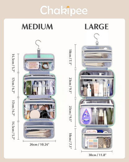 Travel Hanging Toiletry Bag for Women - Waterproof Cosmetic Organizer with Clear Window, Lightweight Bathroom Bags for Essentials, Makeup, Shampoo, Toiletries Pink, Medium