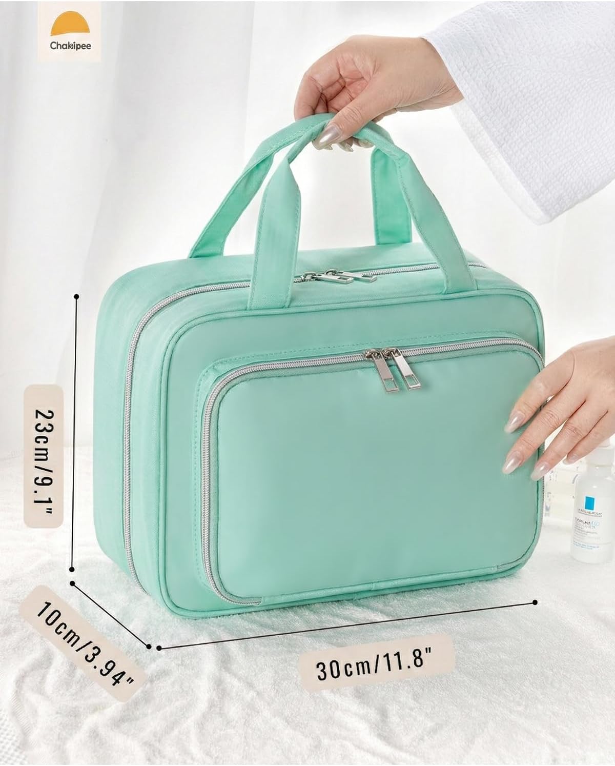 Travel Hanging Toiletry Bag for Women - Waterproof Cosmetic Organizer with Clear Window, Lightweight Bathroom Bags for Essentials, Makeup, Shampoo, Toiletries Pink, Medium