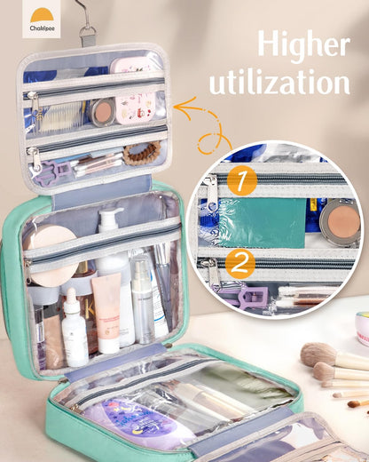 Travel Hanging Toiletry Bag for Women - Waterproof Cosmetic Organizer with Clear Window, Lightweight Bathroom Bags for Essentials, Makeup, Shampoo, Toiletries Pink, Medium