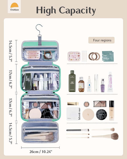 Travel Hanging Toiletry Bag for Women - Waterproof Cosmetic Organizer with Clear Window, Lightweight Bathroom Bags for Essentials, Makeup, Shampoo, Toiletries Pink, Medium
