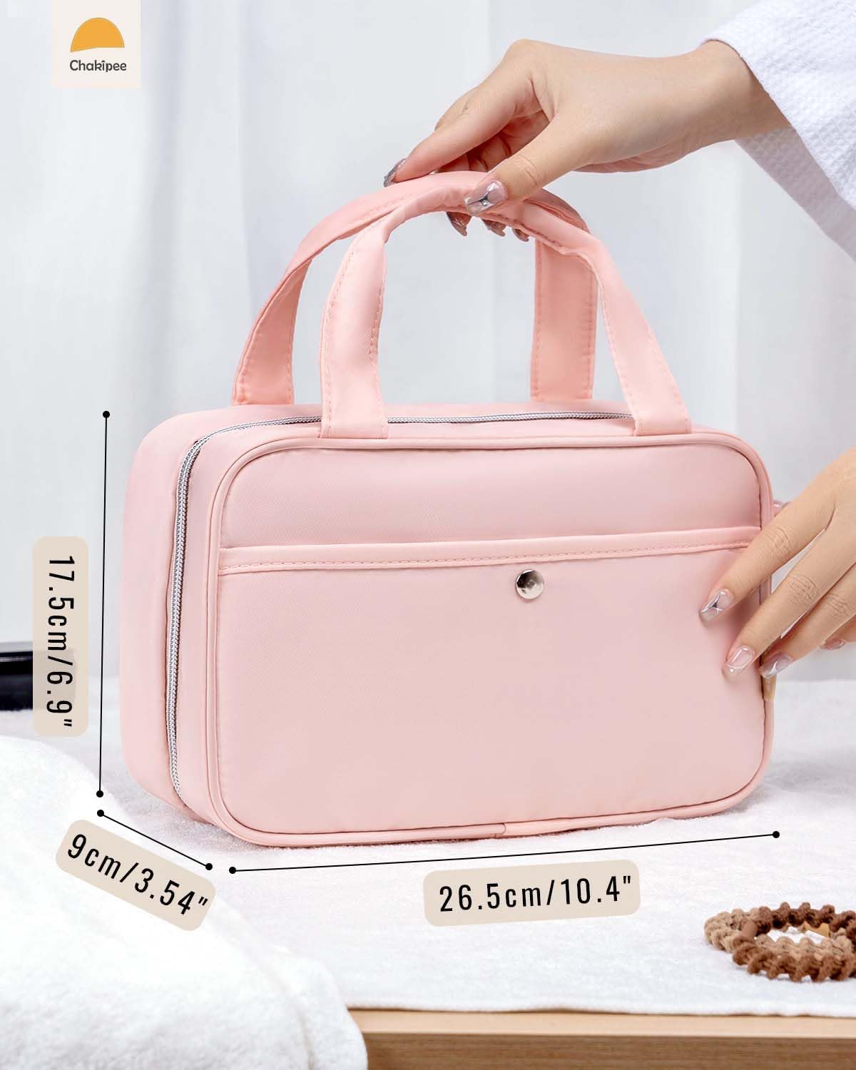Travel Hanging Toiletry Bag for Women - Waterproof Cosmetic Organizer with Clear Window, Lightweight Bathroom Bags for Essentials, Makeup, Shampoo, Toiletries Pink, Medium