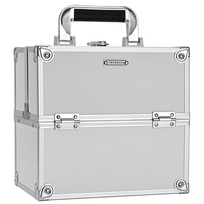 Makeup Train Case Cosmetic Box Portable Makeup Case Organizer 4 Trays Travel Case Storage with Dividers Lockable for Make up Artist Crafter Nail Kits Tools Black Floral