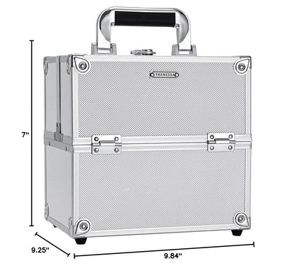 Makeup Train Case Cosmetic Box Portable Makeup Case Organizer 4 Trays Travel Case Storage with Dividers Lockable for Make up Artist Crafter Nail Kits Tools Black Floral