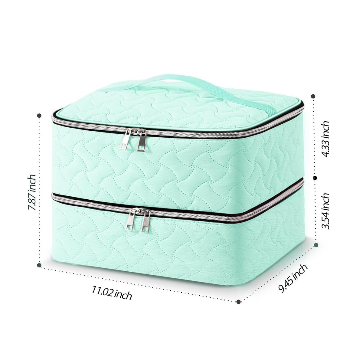 Nail Polish Organizer Case Holds 42 Bottles, Portable Double-Layer Nail Polish Storage Bag with Adjustable Dividers for Manicure Tools, Light Blue